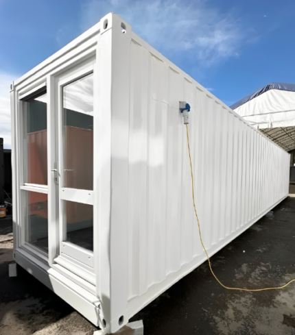 converted 40ft shipping container open plan office