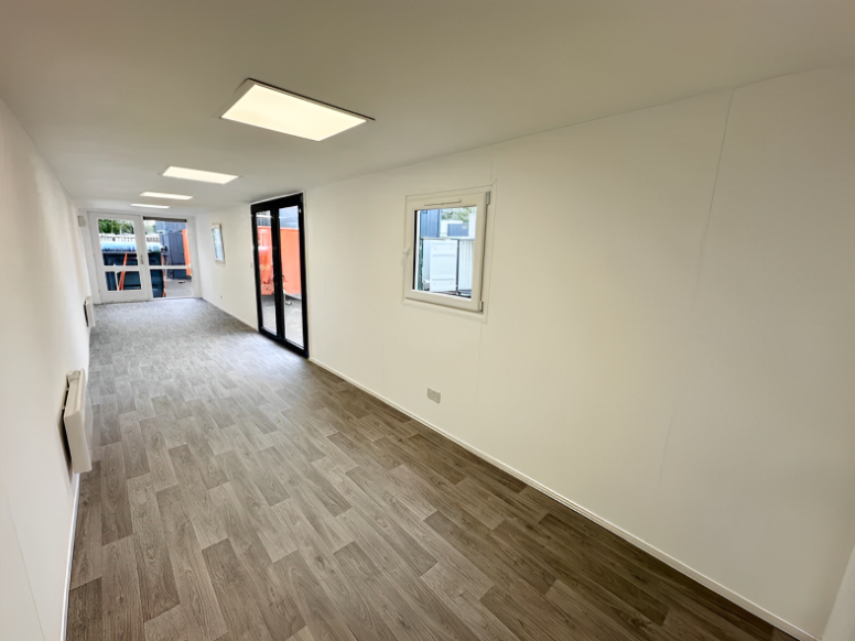 converted 40ft shipping container open plan office